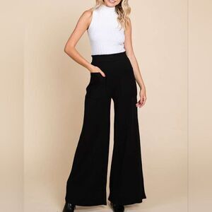 ***Culture Code Palazzo High Waist Wide Leg Pants in Black sz L
